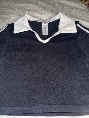 Black Crop Top with White Contrast Collar